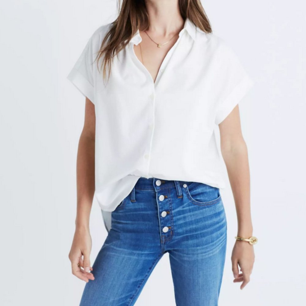 Madewell Central Shirt in Pure White Size Small